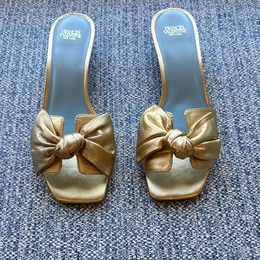 Frances Valentine Gold Women's Slide Sandals